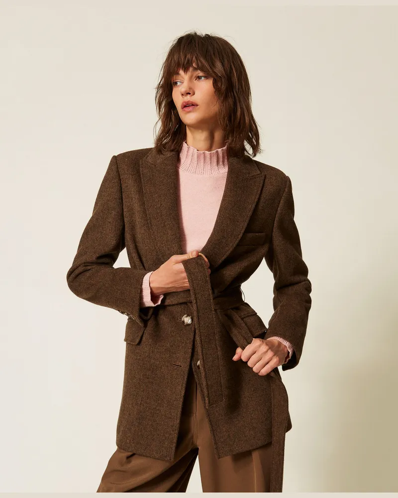 Twin-Set Blazer aus Velourstuch Mocha