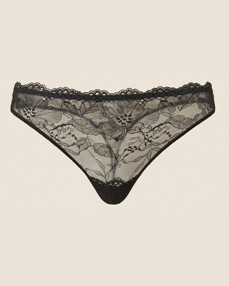 Twin-Set Stringtanga aus Spitze, Damen, Schwarz Schwarz