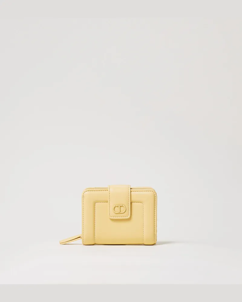 Twin-Set Accessoires - Portemonnaie mit Rundumreißverschluss und Oval T, Pale Yellow, Einheitsgröße Pale