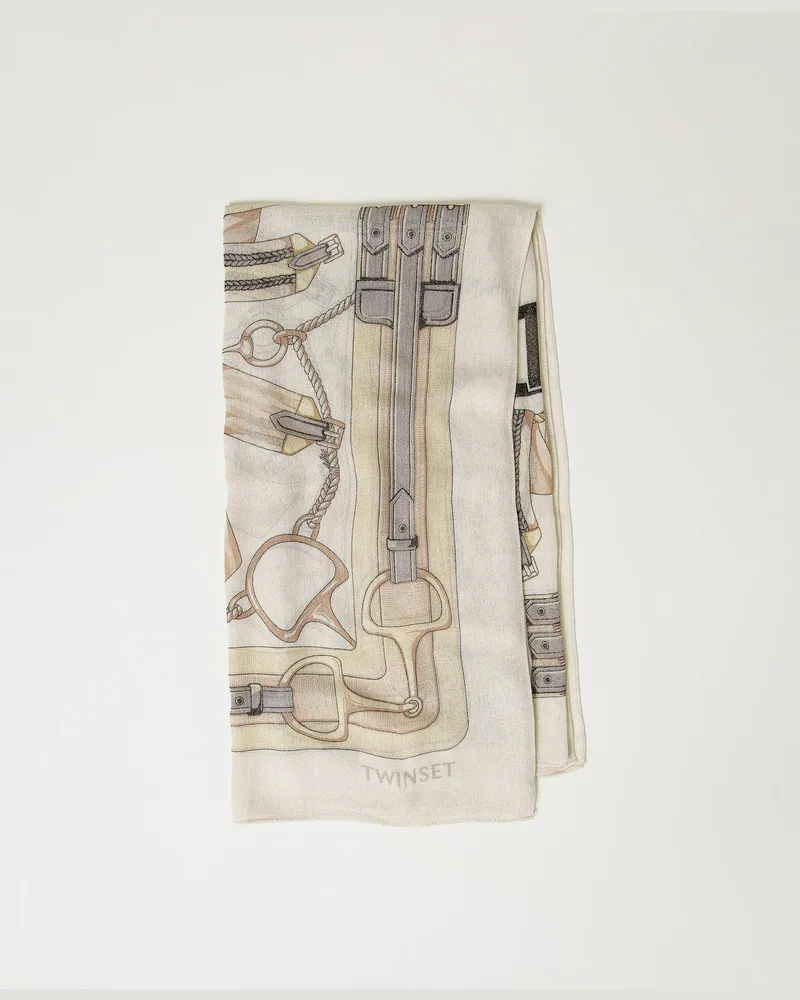 Twin-Set Accessoires - Tuch mit Kettenprint, Klemmen-Print, Schneeweiß, Einheitsgröße Klemmen-print