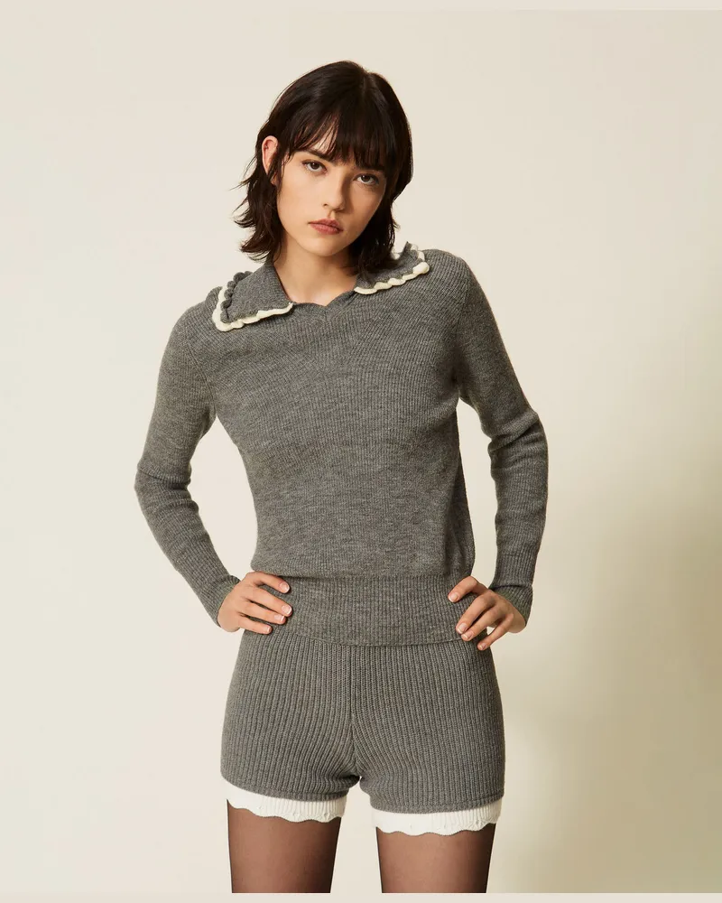 Actitude by Twinset Strickshorts mit Bogenkante Zweifarbig