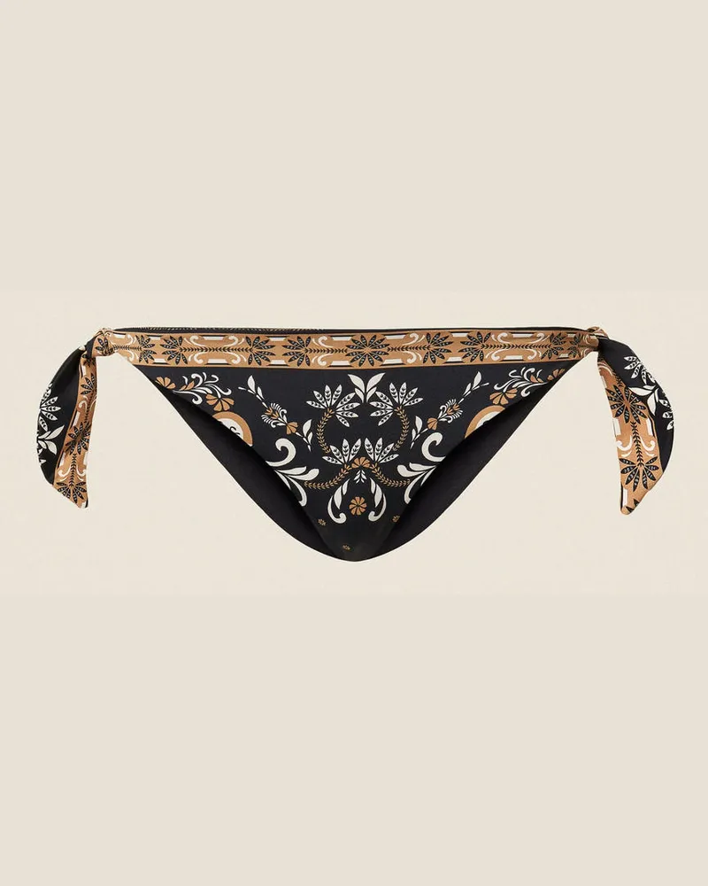 Twin-Set Bademode - Bikinitanga mit Foulardprint, Print Foulard Schwarz, Größe Print