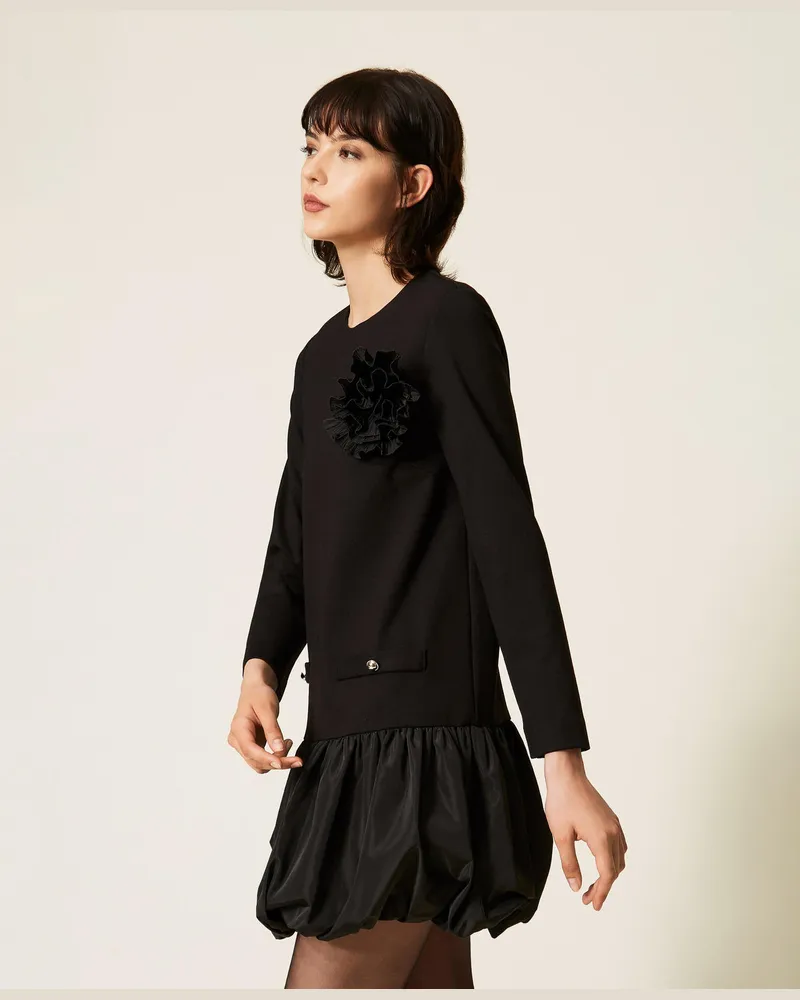 Actitude by Twinset Kurzes Kleid mit Taftrock Schwarz