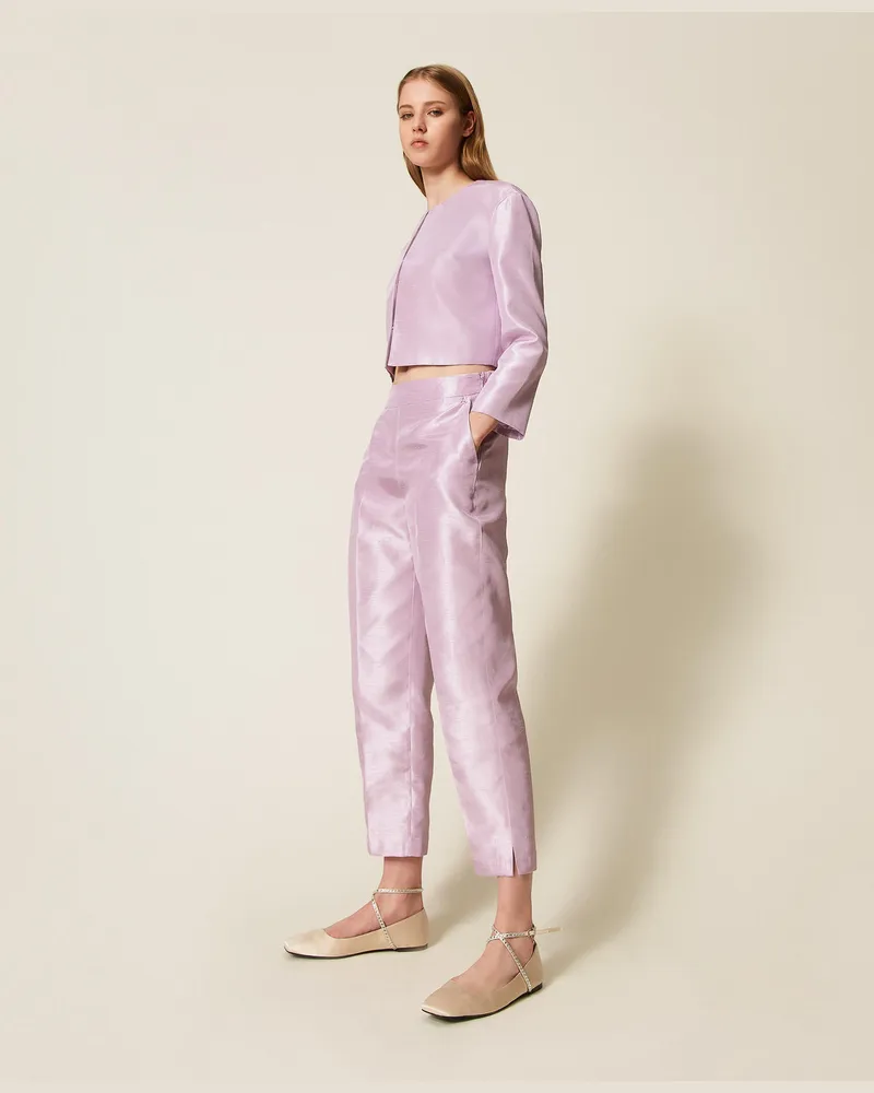 Actitude by Twinset Hosen - Hose aus Shantung, „Fair Orchid"-Violett, Satin, Größe „fair