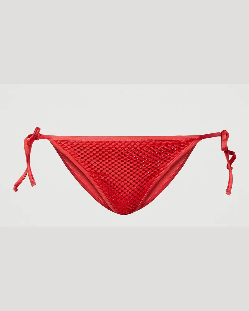 Twin-Set Bademode - Brazilian-Bikinihose mit Strasssteinnetz, Wassermelonenrot, Größe: V 