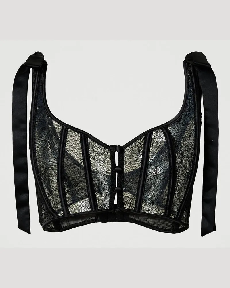 Twin-Set Unterwäsche - Bustier aus Spitze und Satin, Schwarz, Größe: 3-B 