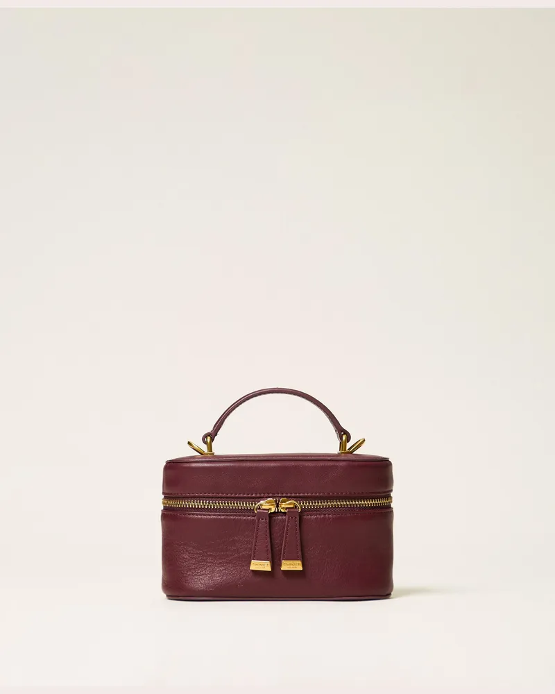 Twin-Set Umhängetasche aus Leder, Damen, Bordeaux Bordeaux
