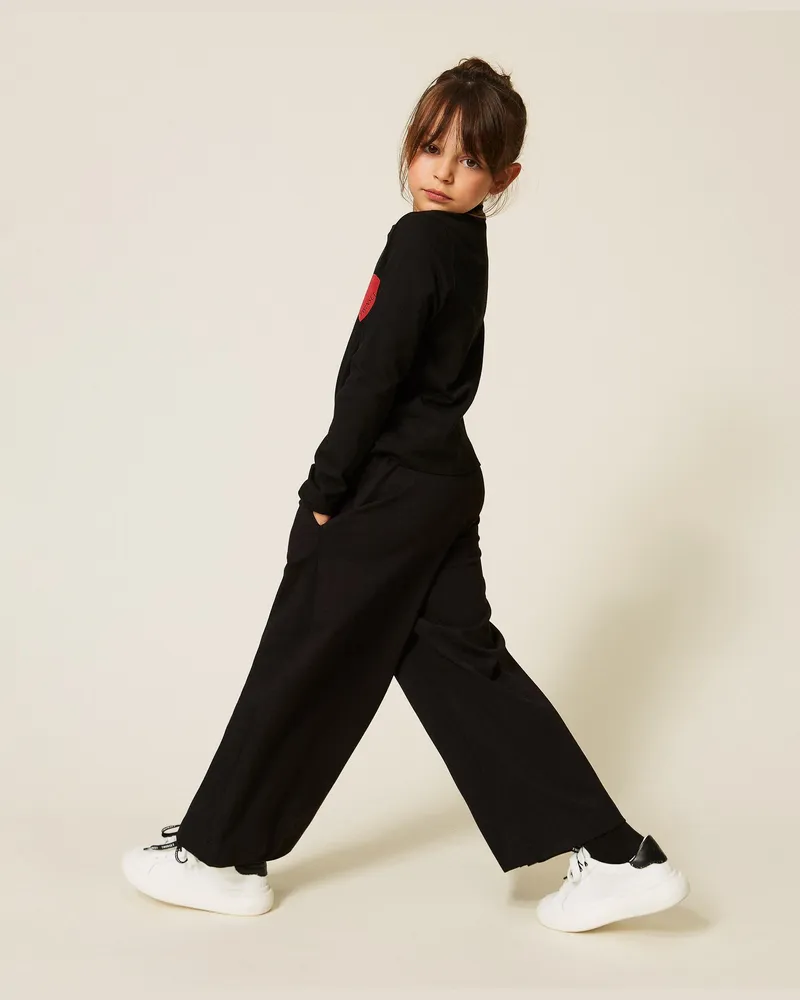 Twin-Set Cropped-Hose mit Taschen, Damen, Schwarz Schwarz