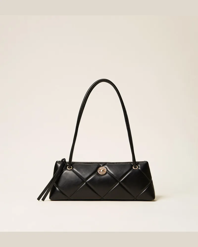 Twin-Set Gesteppte Bowling-Bag mit Logo Schwarz