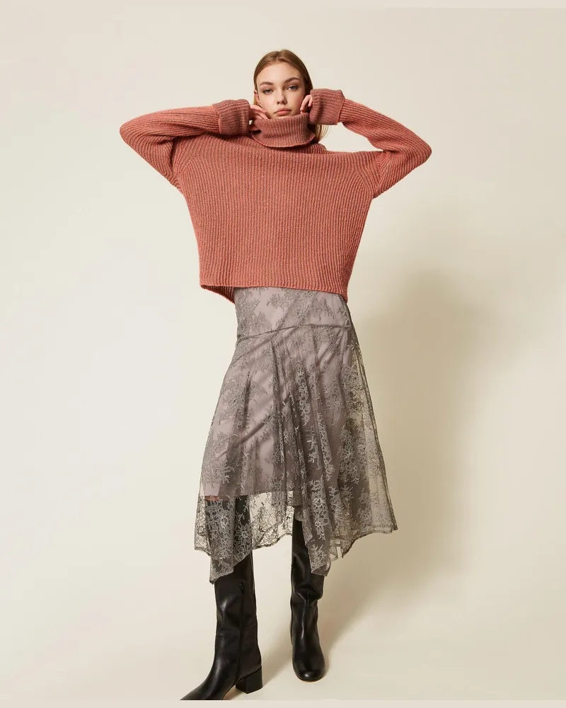 Twin-Set Röcke - Maxi-Rock aus Spitze, Steel, Größe: 48 