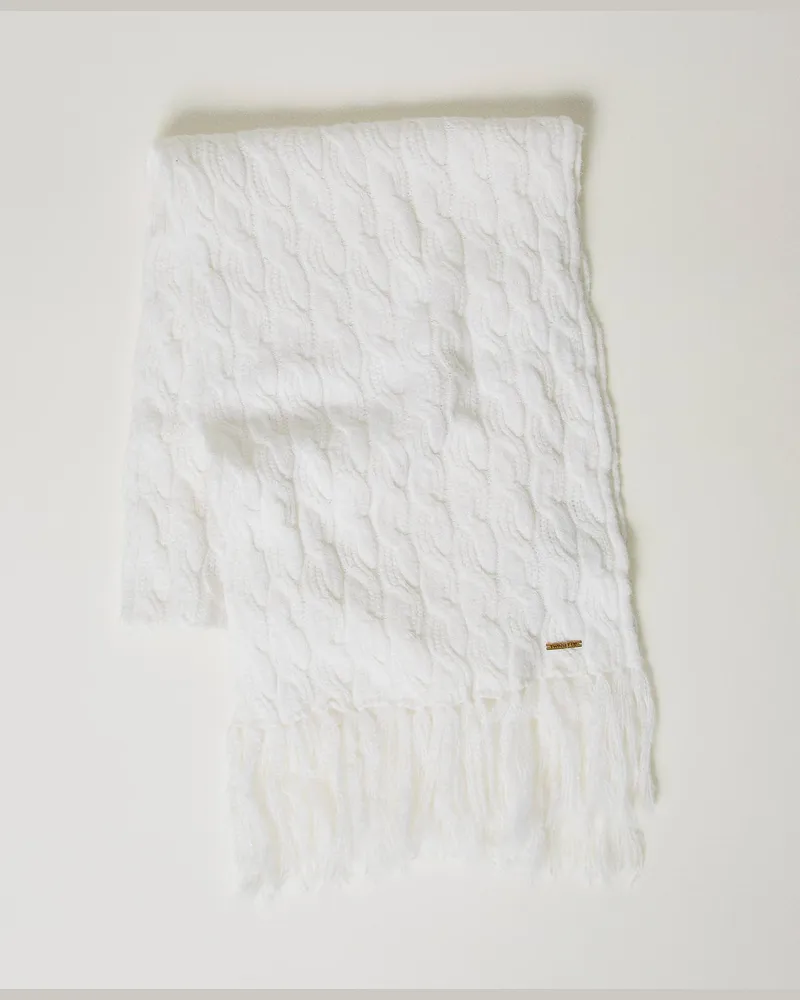 Twin-Set Accessoires - Strickschal mit Zopfmuster, Perlmutt, Einheitsgröße Perlmutt