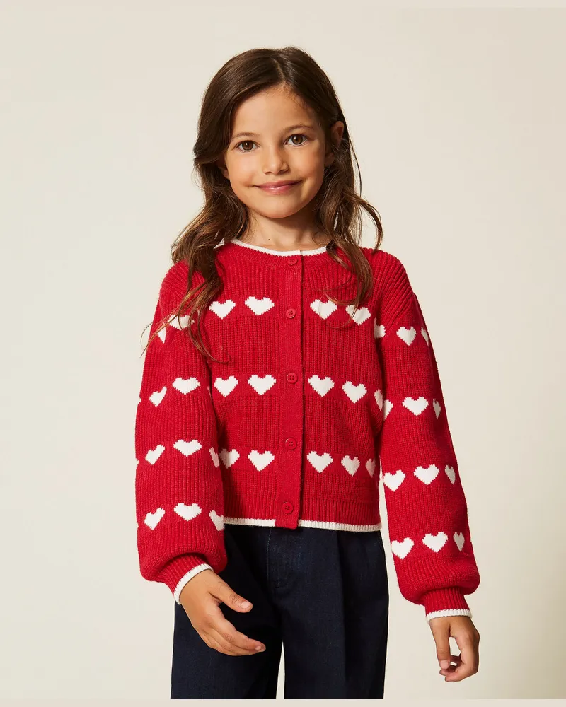 Twin-Set Baby-Cardigan mit Jacquardherzen 