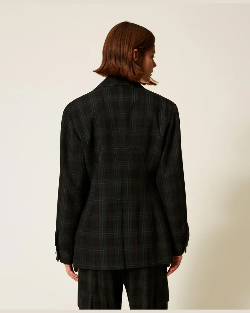 Actitude by Twinset Jacken und Outerwear - Blazer mit Tartanmuster, „Daily Tartan"-Grün, Kariert, Größe „daily
