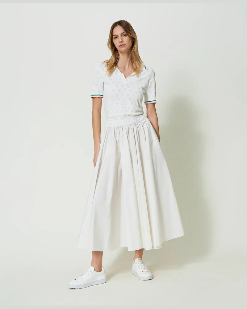 Twin-Set Röcke - Maxirock aus Taft, Mattweiß, Größe: M 