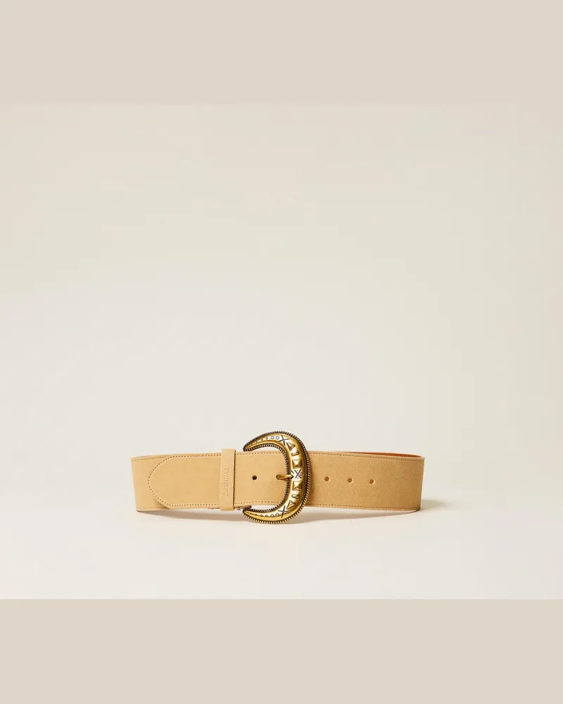 Twin-Set Gürtel aus Veloursleder Rope-beige