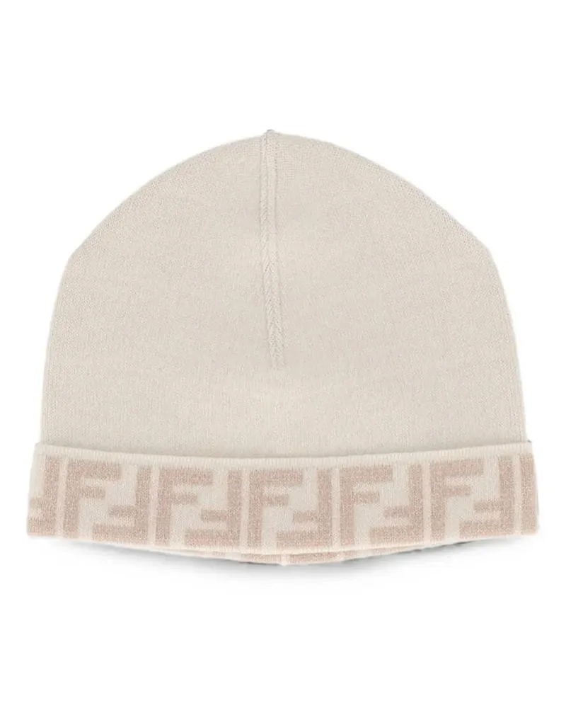 Fendi Hat Reversible Beanie "Ff Beige