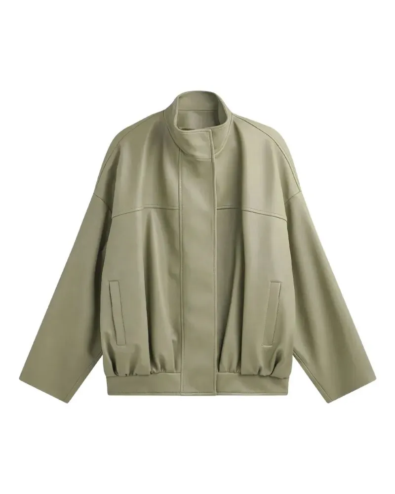 FRANKIE Shop Veren Faux Leather Bomber Jacket Gray