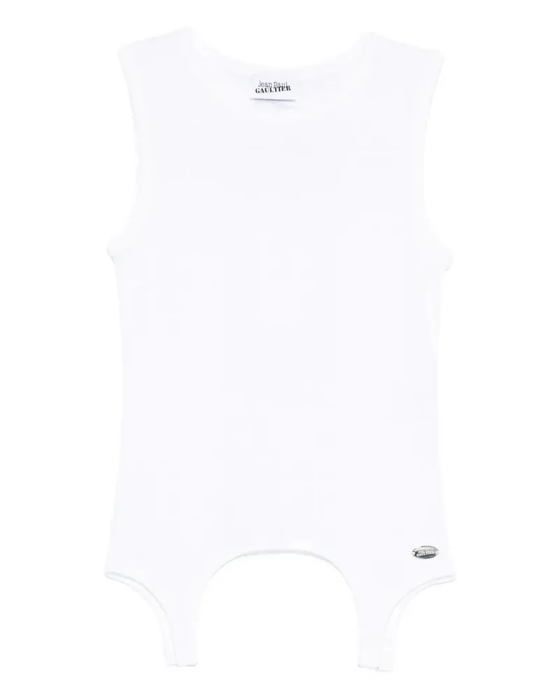 Jean Paul Gaultier Cotton Ribbed Tank Top With Lingerie Garter White
