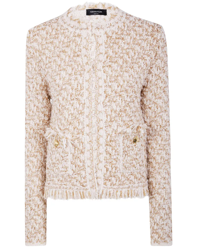 Fabiana Filippi Bicolor Tweed Boucle Jacket Beige