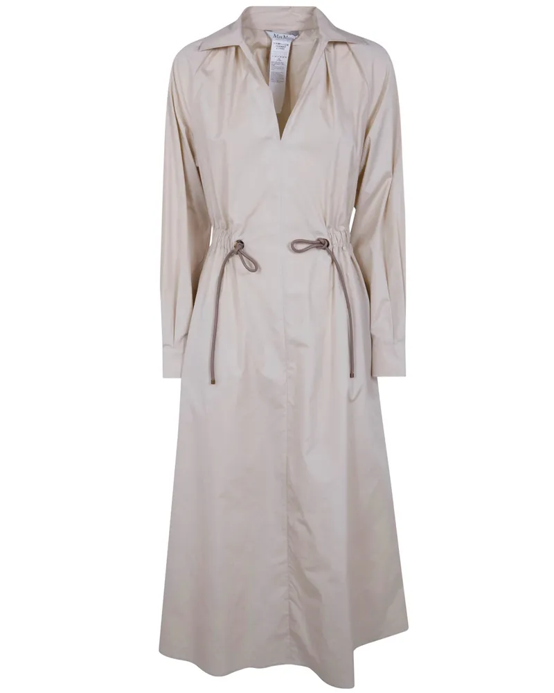 Max Mara Pedaggi" Cotton Popeline Midi Dress Beige