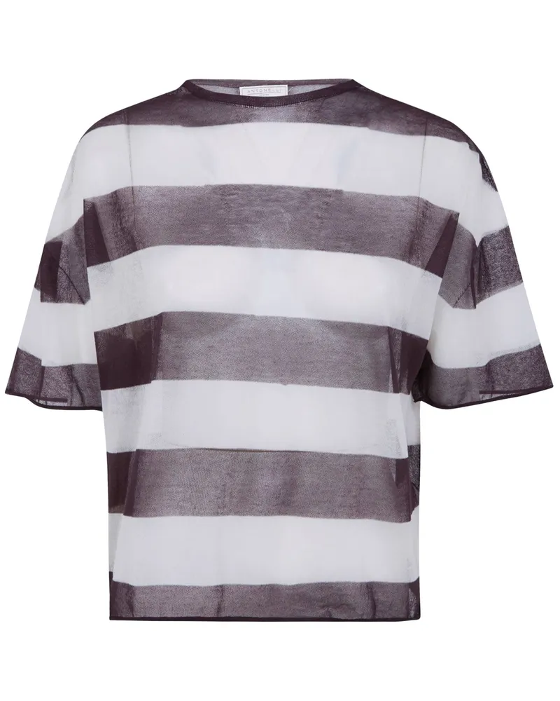 Antonelli Firenze Margherita" Stripes Round Neck T-Shirt White