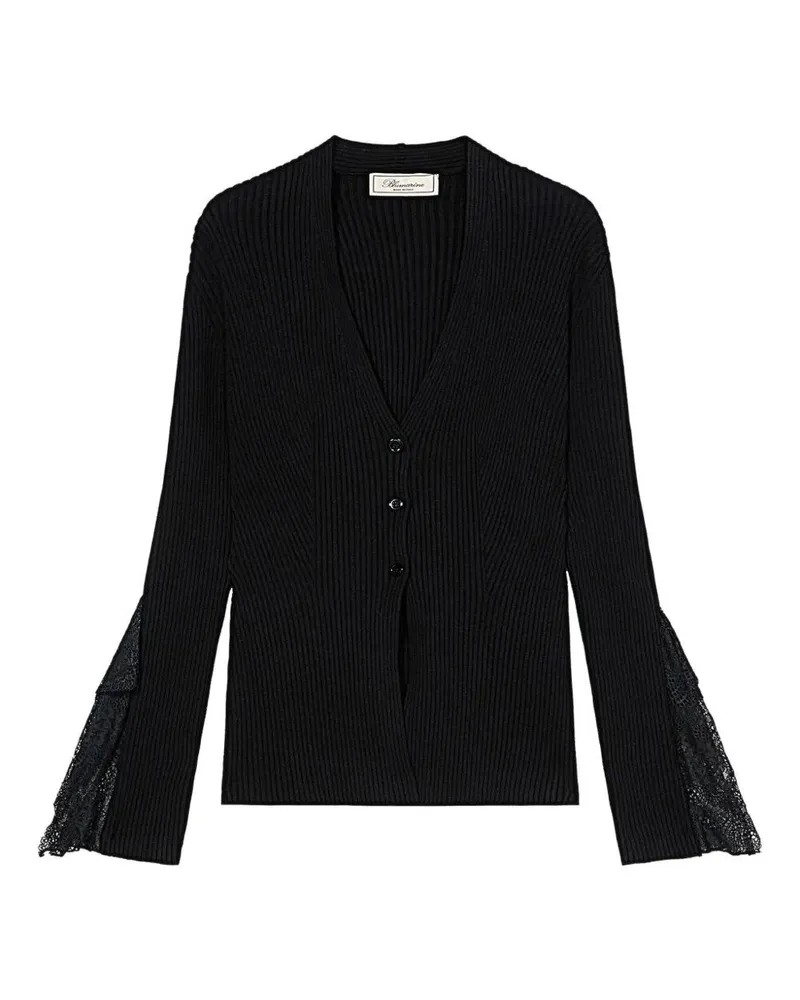 Blumarine Knitted Insert Lace Cardigan Black