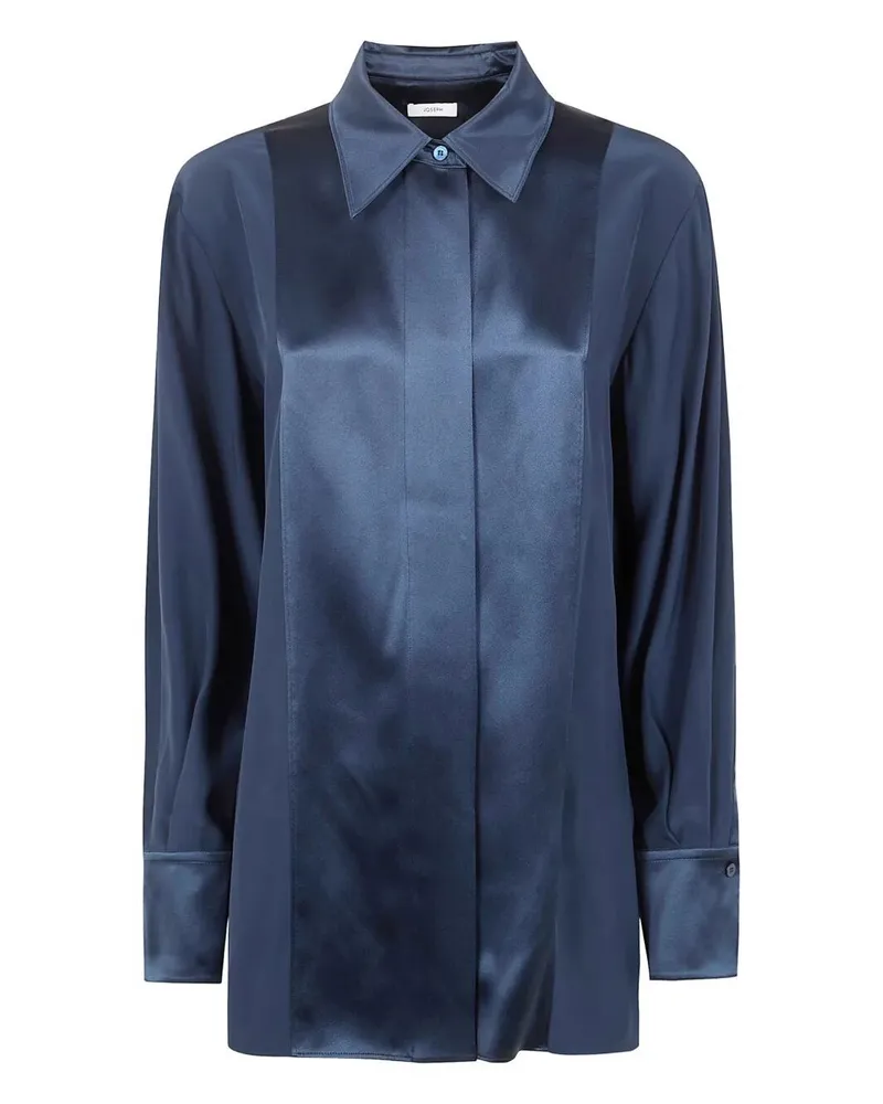 Joseph Childs" Blouse Silk Satin Blue
