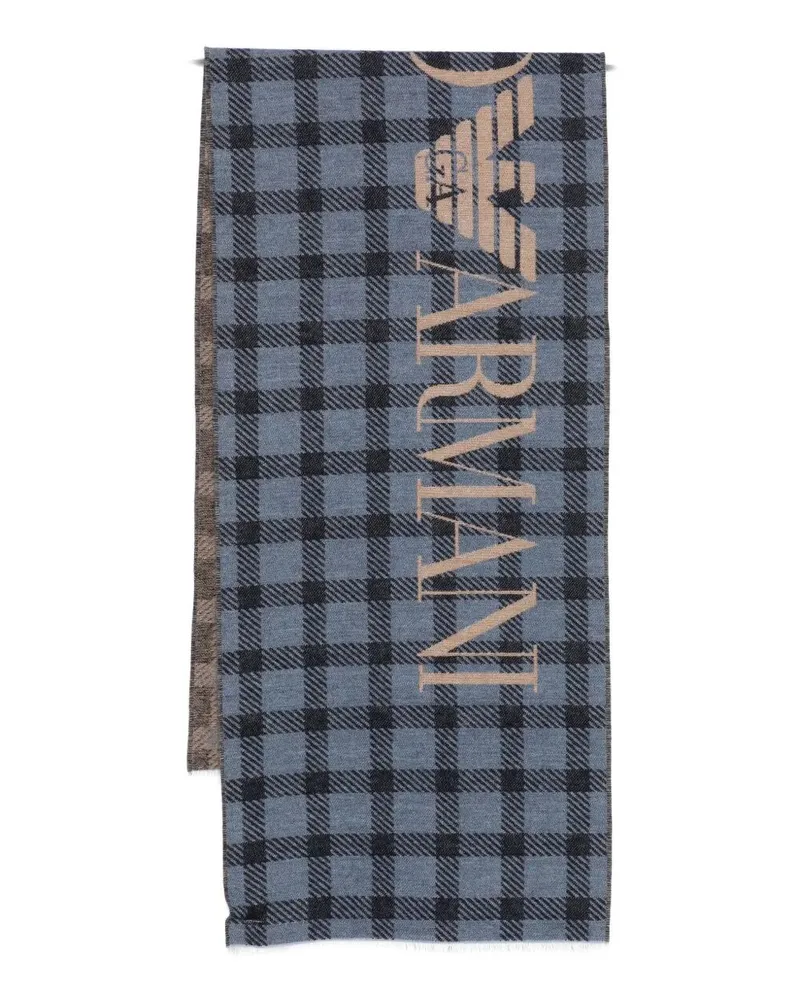Emporio Armani Tartan Scarf Blue