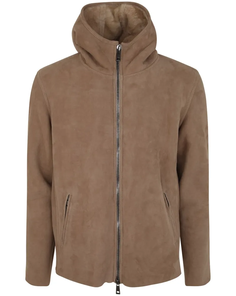 Giorgio Brato Sheepskin Bomber Jacket Brown