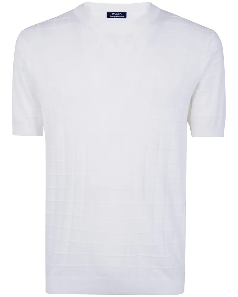BARBA Net Fancy Round Neck Sweater White