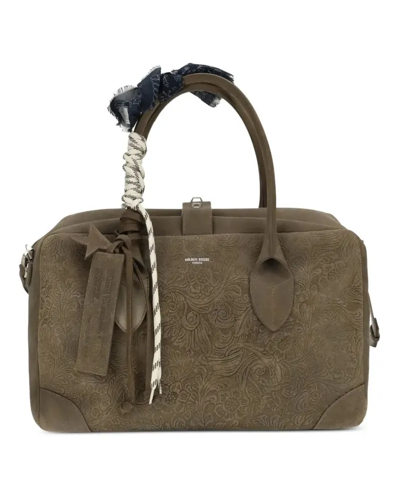 Golden Goose Shoulder Bag Floral-Embossed "Vita Medium Green