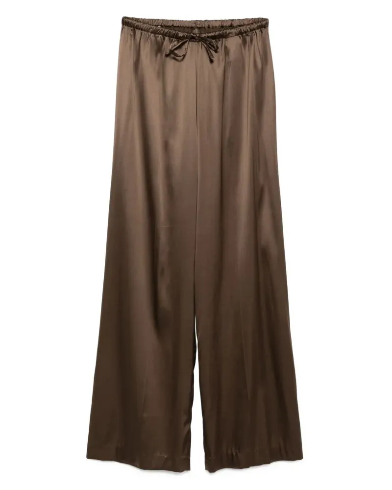 Dries van Noten Puvis Bis Long 2033 Satin Trousers Brown