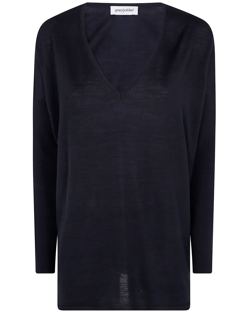 Gentryportofino Sweater Wool Silk "Knit Sweater Black