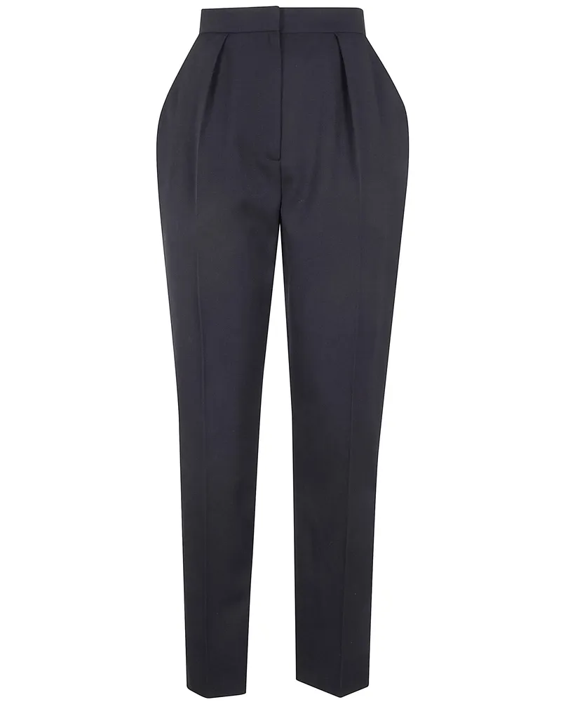 Balmain High Waisted Tailored "Grain De Poudre" Pants Black