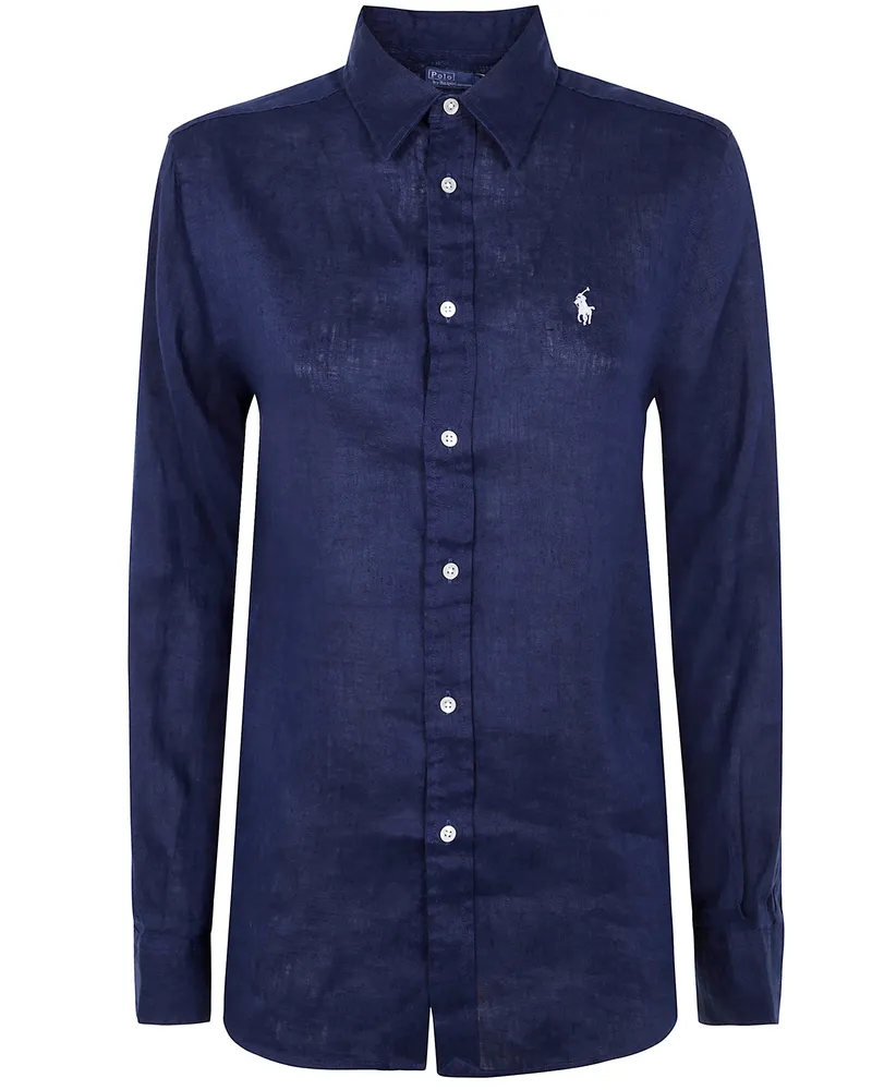 Ralph Lauren Classic Long Sleeve Button Front Shirt Blue