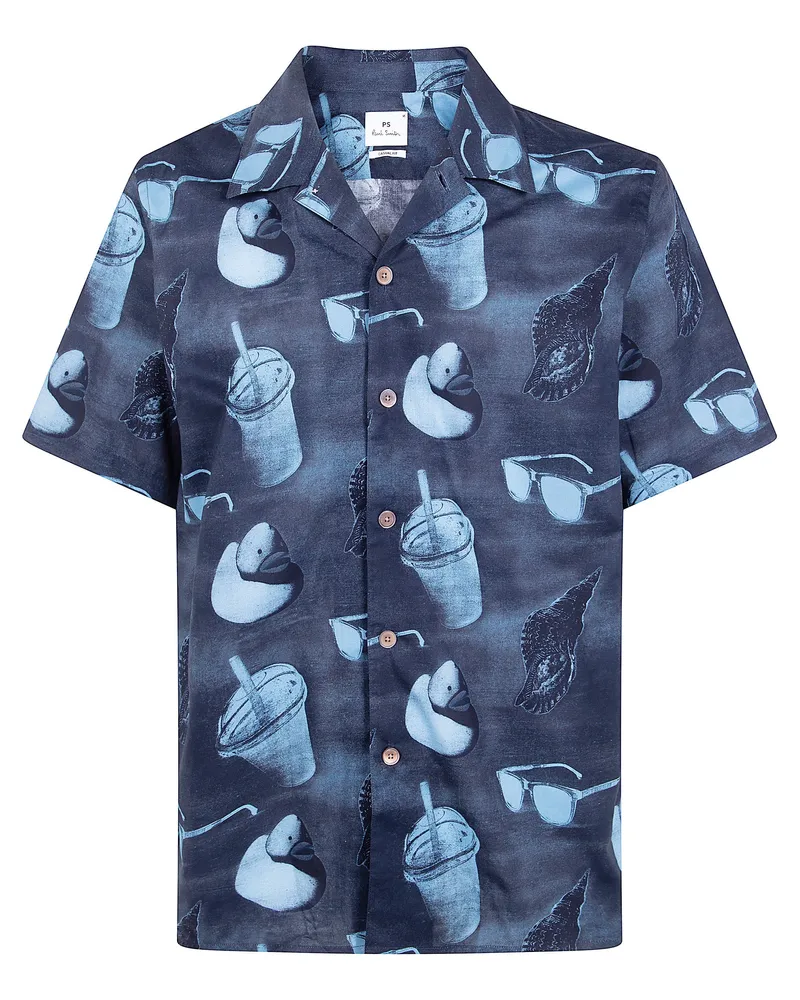 Paul Smith Mens Short Sleeves Casual Fit Shirt Blue