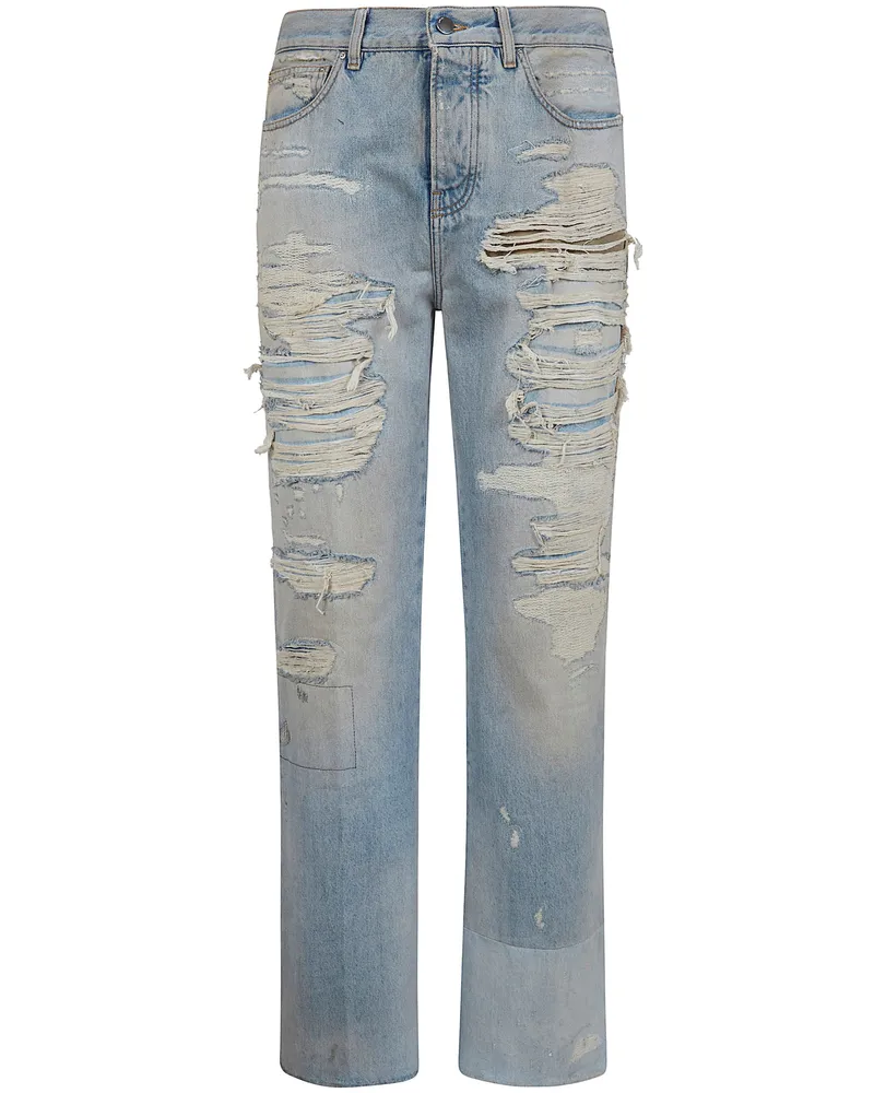 Amiri Repaired" Boot Cut Jeans Blue