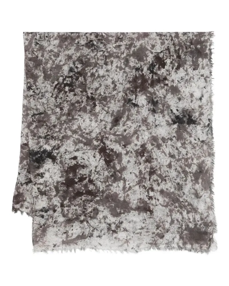 Avant Toi Zola" Camouflage Effect Modal Linen Silk Scarf 130X135 Brown