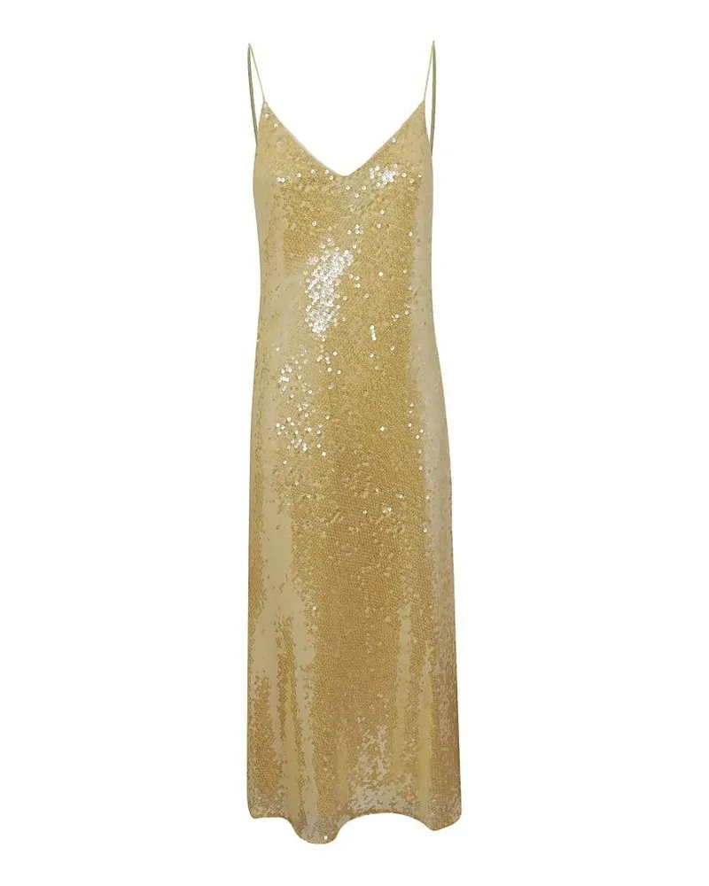Ralph Lauren Woven "Slip Dress" Midi Dress Yellow