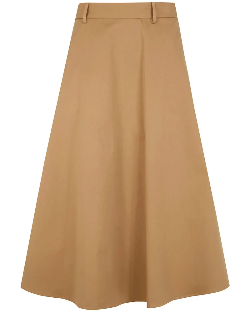 Semicouture Cotton Round Skirt Brown