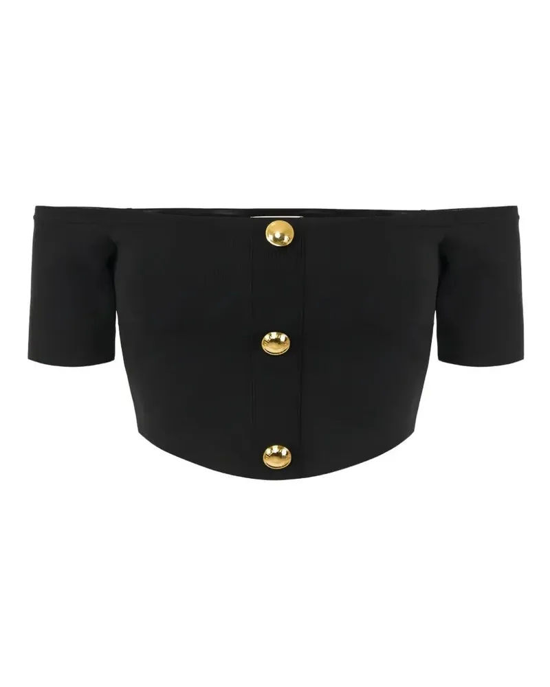 Elisabetta Franchi Cropped Tricot Top Black