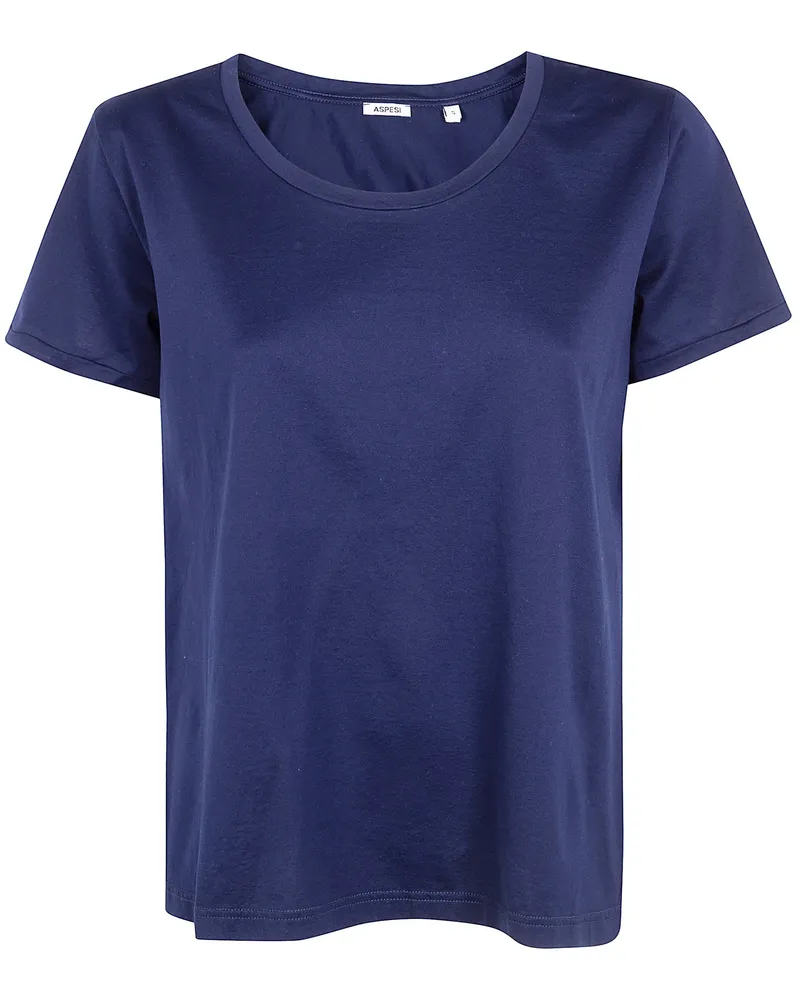 ASPESI Round Neck Classic T-Shirt Blue