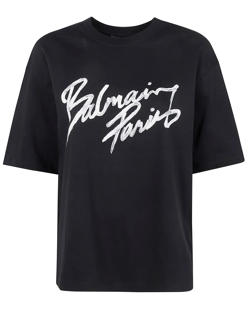 Balmain Short Sleeves "Balmain Paris Bulky" T-Shirt Black