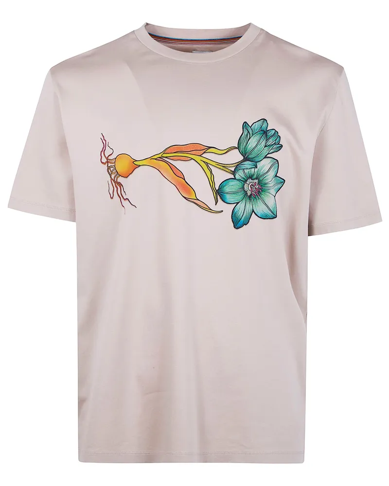 Paul Smith Mens Flower Print T-Shirt Brown