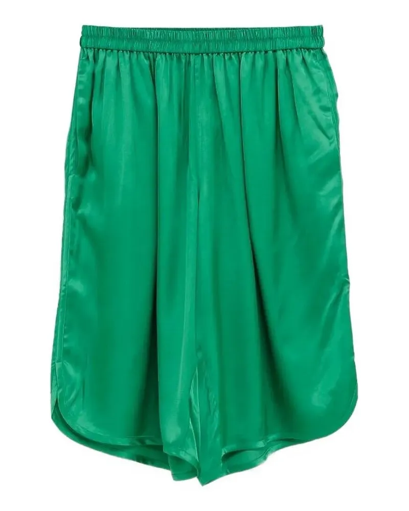 FRANKIE Shop Nelis Satin Bermuda Shorts Green