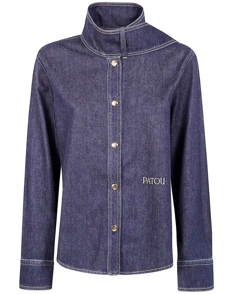 Patou Ascot Collar Blouse Blue