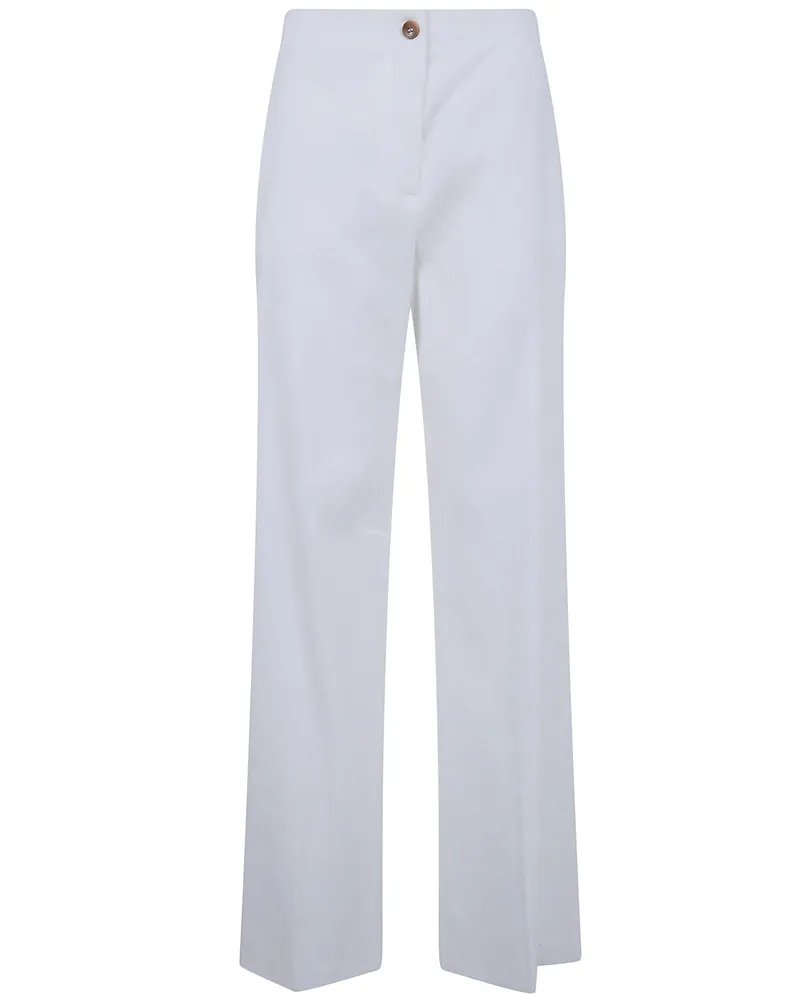 Seventy Linen Cotton Stretch Vintage Effect Trousers White