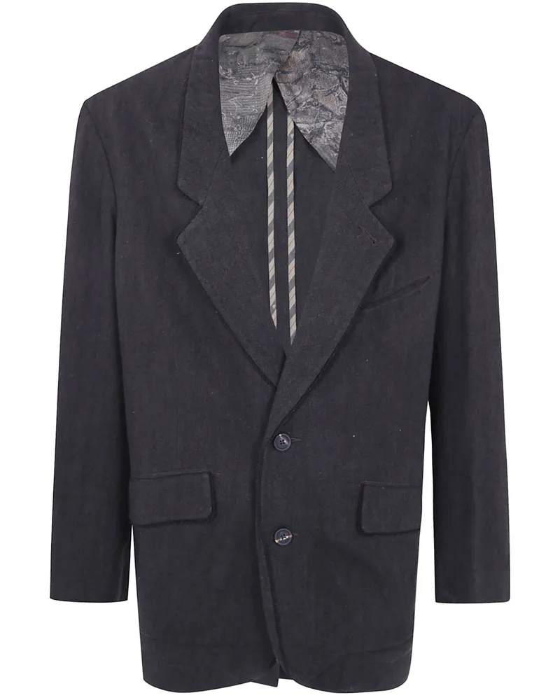Ziggy Chen Blazer Raw Edge Collar "Raw Edge Collar 2 Button Blazer Brown