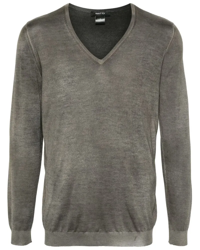 Avant Toi CAMOUFLAGE EFFECT V NECK PULLOVER Brown