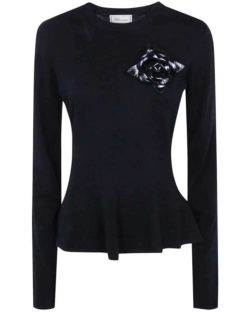Blumarine Wool Sweater Godet Black
